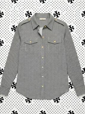 ​Tory Burch Brigitte Chevron (See Pics)  Button Down Shirt - Black & White